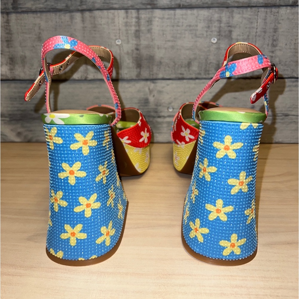 GIANNI BINI NWOB PLATFORM RHINESTONE FLORAL HEEL - Picture 10 of 12